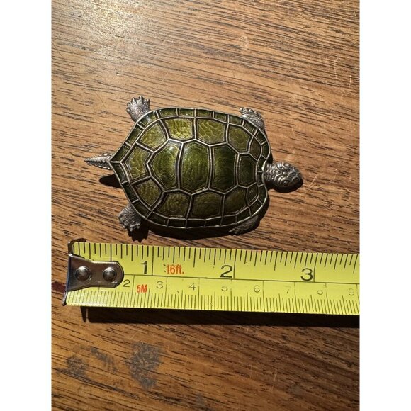 Catherine France Popesco Turtle Green Inlay Brooch - Picture 7 of 7